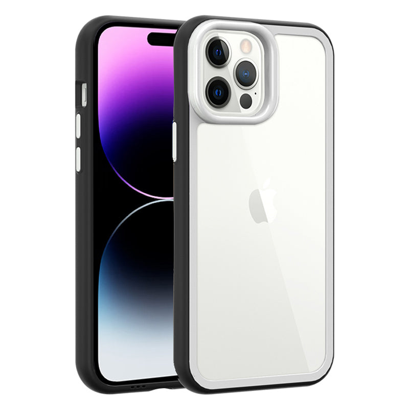 For iPhone 14 Pro Acrylic Back + Colorful Frame Phone Case Shockproof Protective Clear Cover For iPhone 14 Pro Acrylic Back + Colorful Frame Phone Case Shockproof Protective Clear Cover